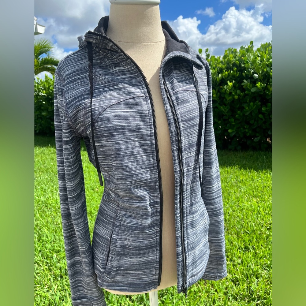 lululemon athletica Gray Striped Zip-Up Hoodie